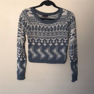Patterned Blue and White Women's Sweater
